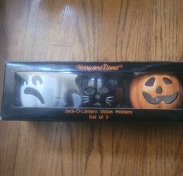 Brand New Set Of 3 Harry & David Halloween Votive Candle Holders