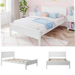 SOLID WOOD QUEEN FRAME W/ HEADBOARD