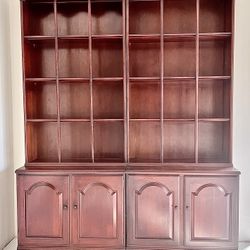 Set of 2 Vintage Ethan Allen Sheffield Georgian Court Cherry Bookcase Hutch