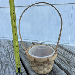 Small Whicker Basket Handle Wood Harvest Garden Plant Pot Natural