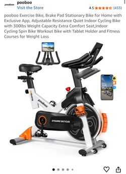 Pooboo Indoor Cycling Exercise Bike – Like New, Quiet Ride, Adjustable Resistance, Tablet Holder