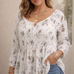 Torrid Plus Size Floral Babydoll Top Size 1 – Oversized Fit