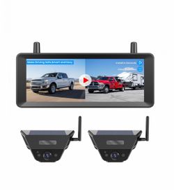 AUTO-VOX Dual Solar Wireless Magnetic Backup Camera 7.2" 1080P Split-Screen DVR Monitor Waterproof Car Truck, RV, Trailer Camper