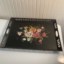 Antique Hand Painted Metal Tray