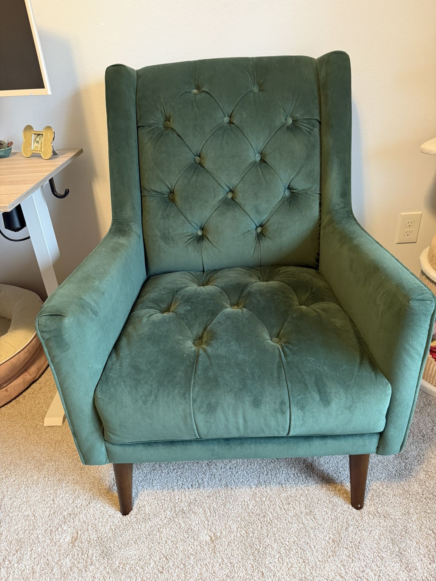 Green Velvet Arm Chair