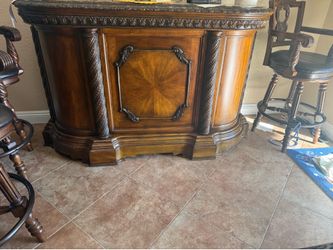 Vintage marble top bar and stools x 3