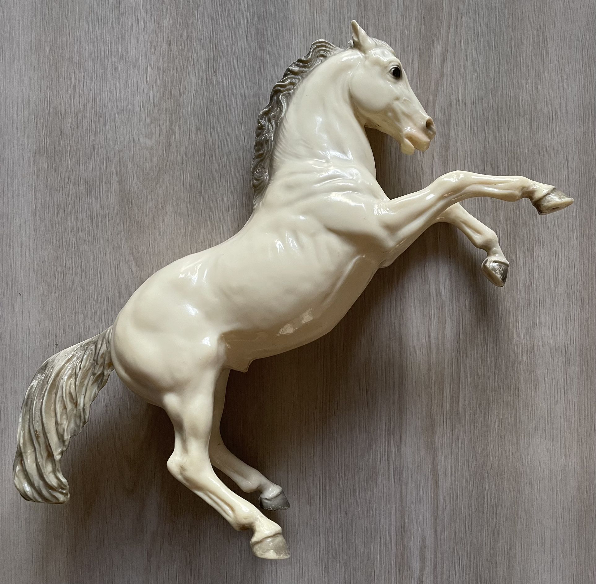 Vintage 60s Breyer Glossy Alabaster Fighting Stallion King Model Horse
