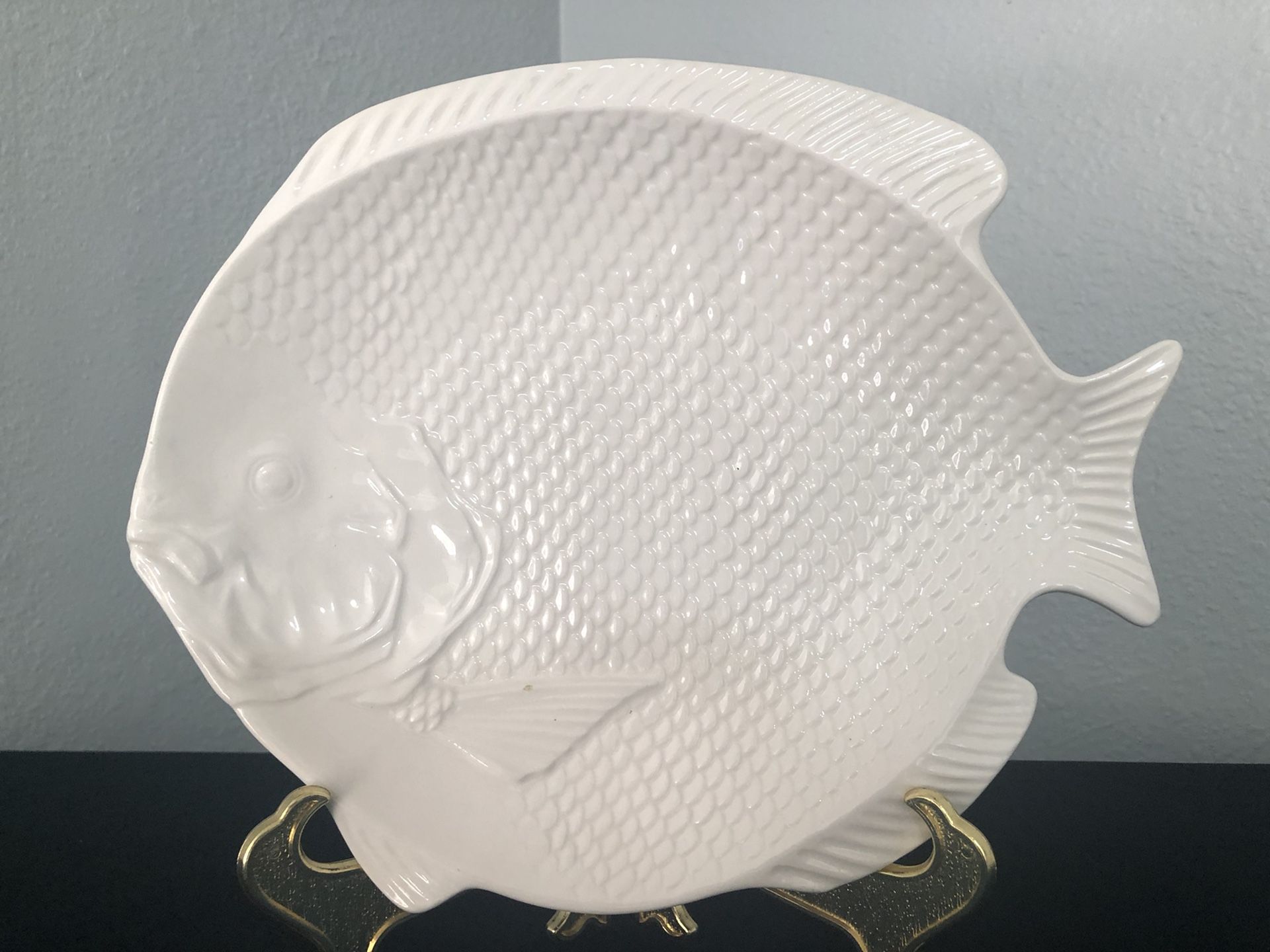 Vintage White ceramic Fish Plate