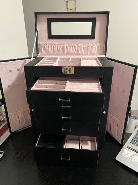 FEIYAN 6 Tier Jewelry Box Black Pink