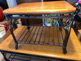 Wood and Steel coffee table with matching end table