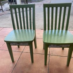 Pair of Green Wooden Chairs - Children’s 