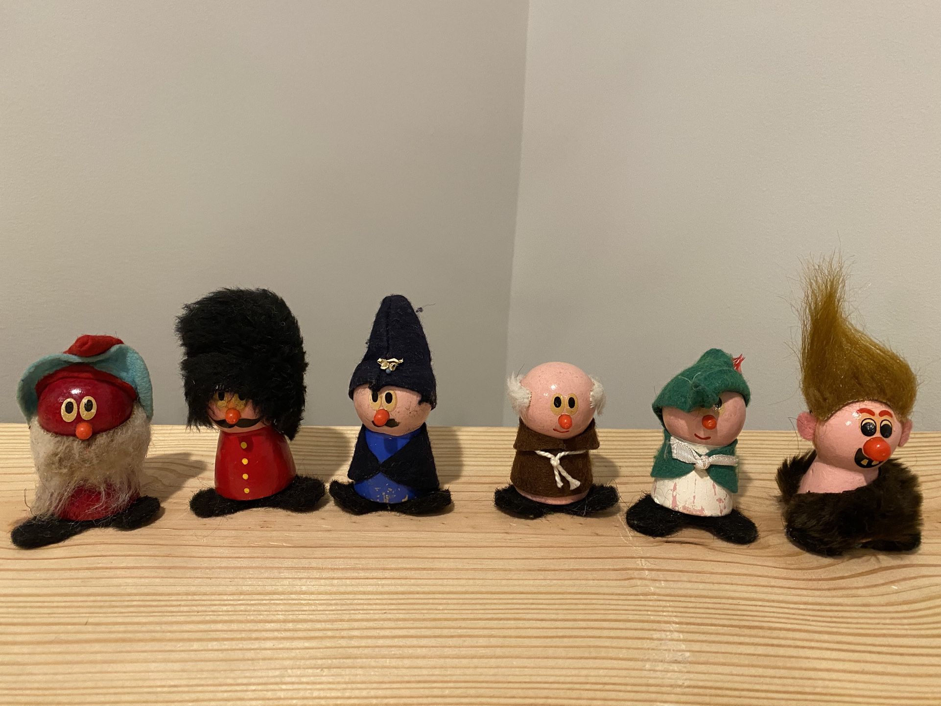 Vintage Kellogg's Wood Troll Dolls Lot of 6, Toy Mail in Offer Troll Gnomes 1970's
