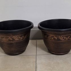 *** REDUCED *** PAIR of 13" (Diameter) Copper Resin Planters @ Lasting Creations