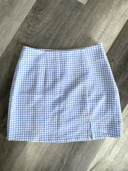 Baby Blue Plaid Mini Skirt 