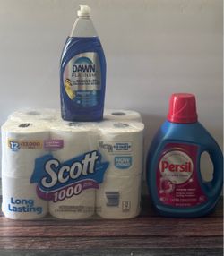 Household Cleaning Bundle – Scott, Dawn, Persil. $25. For all.