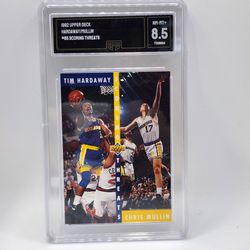 1992 Upper Deck Tim Hardaway Chris Mullin #65 GMA 8.5 NM-MT+ GS Warriors Card