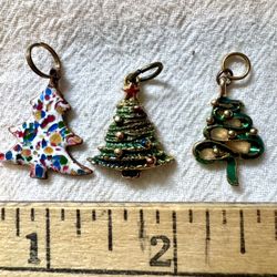 Three Christmas tree charms, great for art
