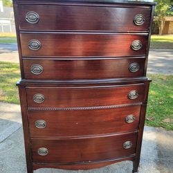 Antique Vintage Mahogany Tall Boy Chest Dresser 