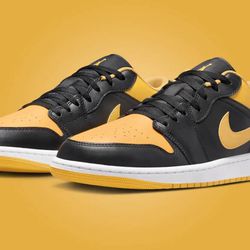 Nike Air Jordan 1 Low Shoes Yellow Ochre White Black 553558-072  GS 5.5Y NEW