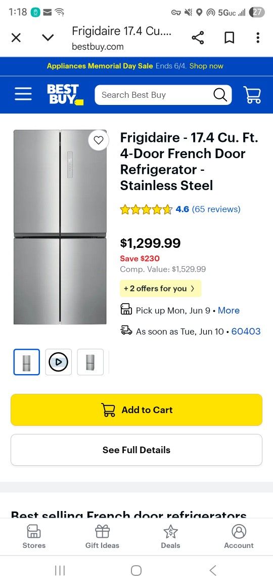 Frigidaire 4 Door Fridge Like New