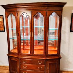 Cherry Wood Illuminated China Cabinet