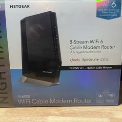 Netgear Nighthawk AX8 AX6000 Wi Fi 6 Cable Modem Router