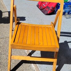 2 Vintage Folding Wood Chairs 