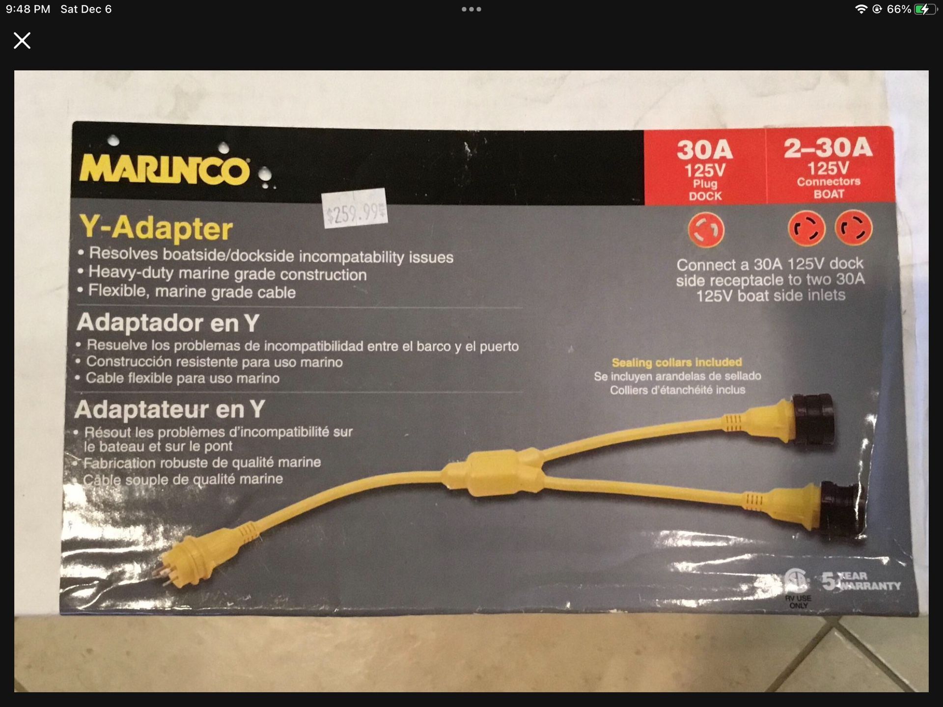Marinco 30Amp Y Power Adapter