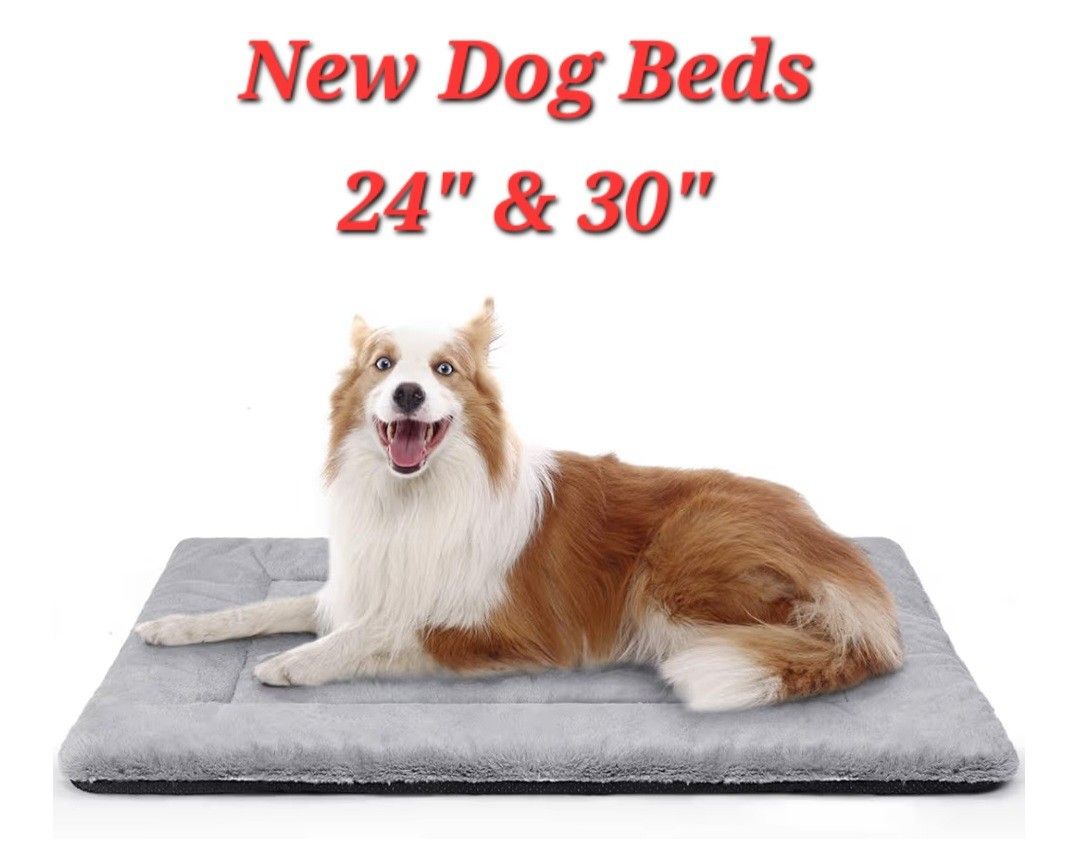 Brand New In Package 24" & 30" Dog Beds Flat Plush Reversable Crate Pads Machine Washable Pet Bed Mat. $10- $15 