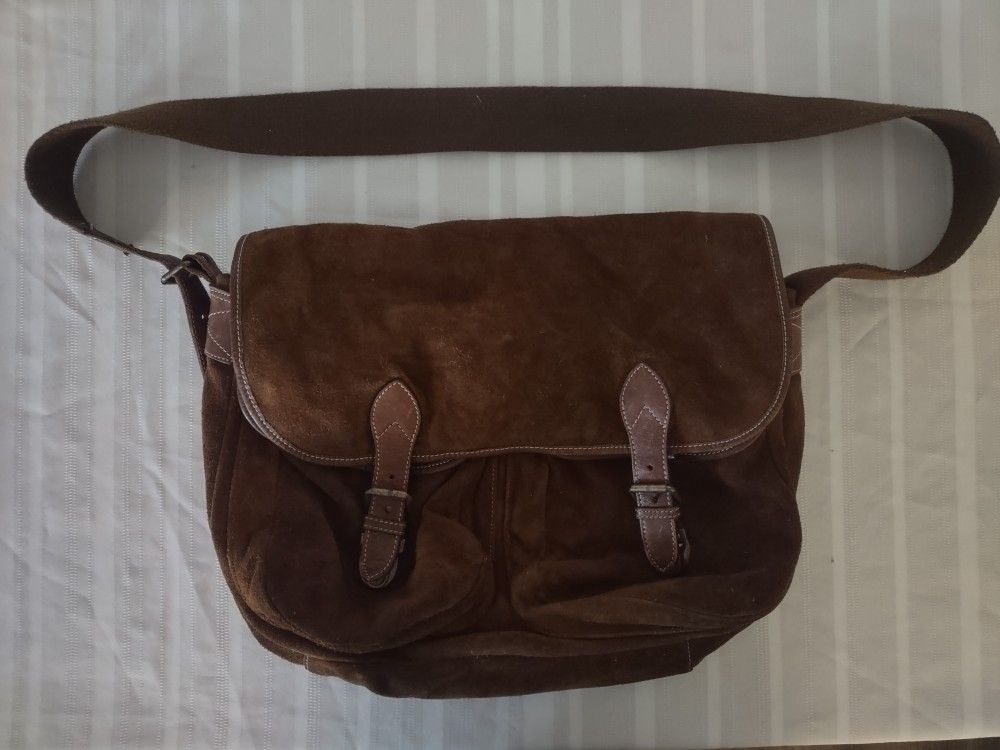 Early 90s Suede & Leather Crossbody Messenger Bag By The Gap