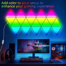 LED Triangle Light Panels - 8Pack RGB Wall Light Remote & App Control Multicolor Effects Music Sync DIY Smart Panel Modular Gaming Light