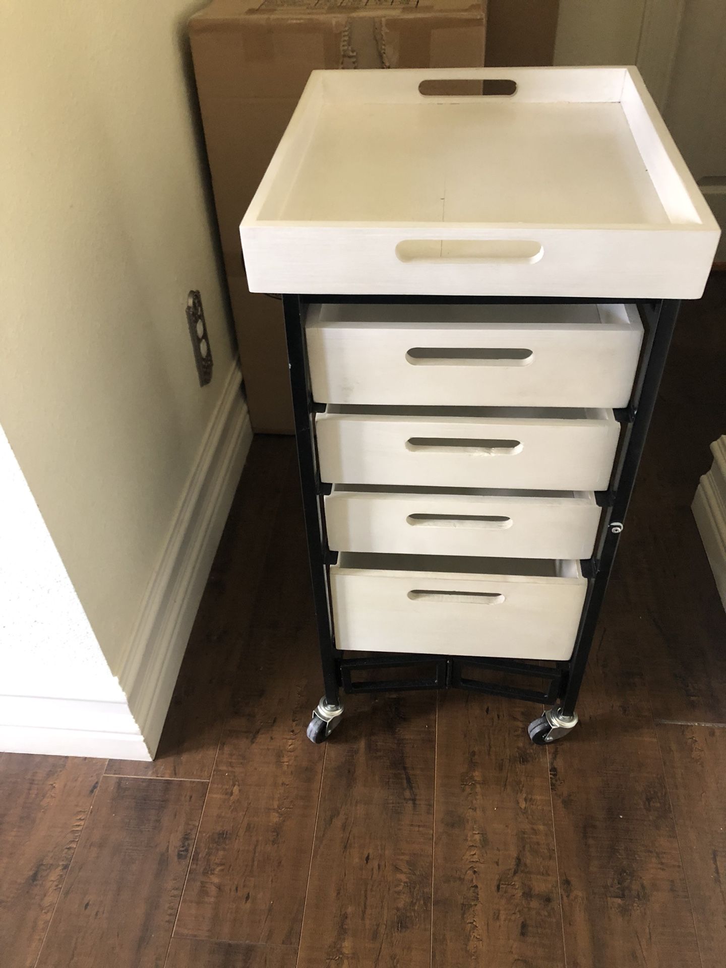 Kitchen 4 Drawer Cart With Tray Top