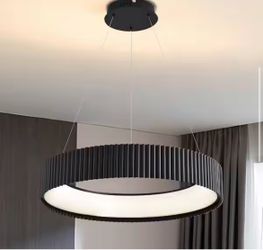 Dimmable LED Black 1-Ring Chandelier Modern Round Pendant Light - brand new