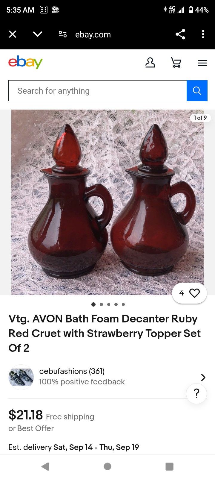 Vintage Avon Red Glass Bottles