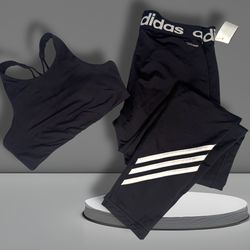 Sports bra and adidas yoga pants Size Medium Black and white