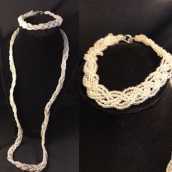 Handmade beaded necklace and bracelet set