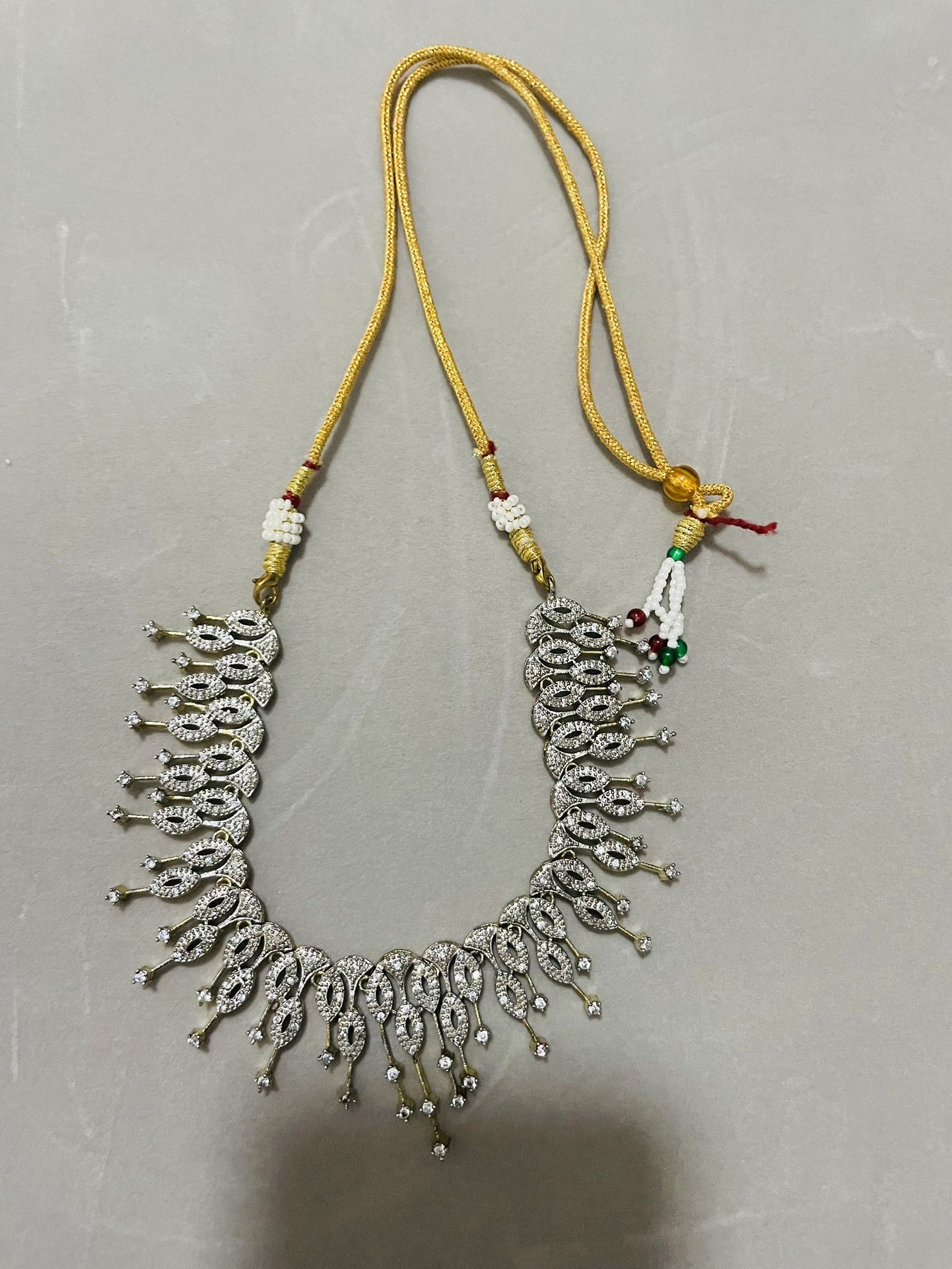 Necklace With White Stones..14 Carrot Gold Plated