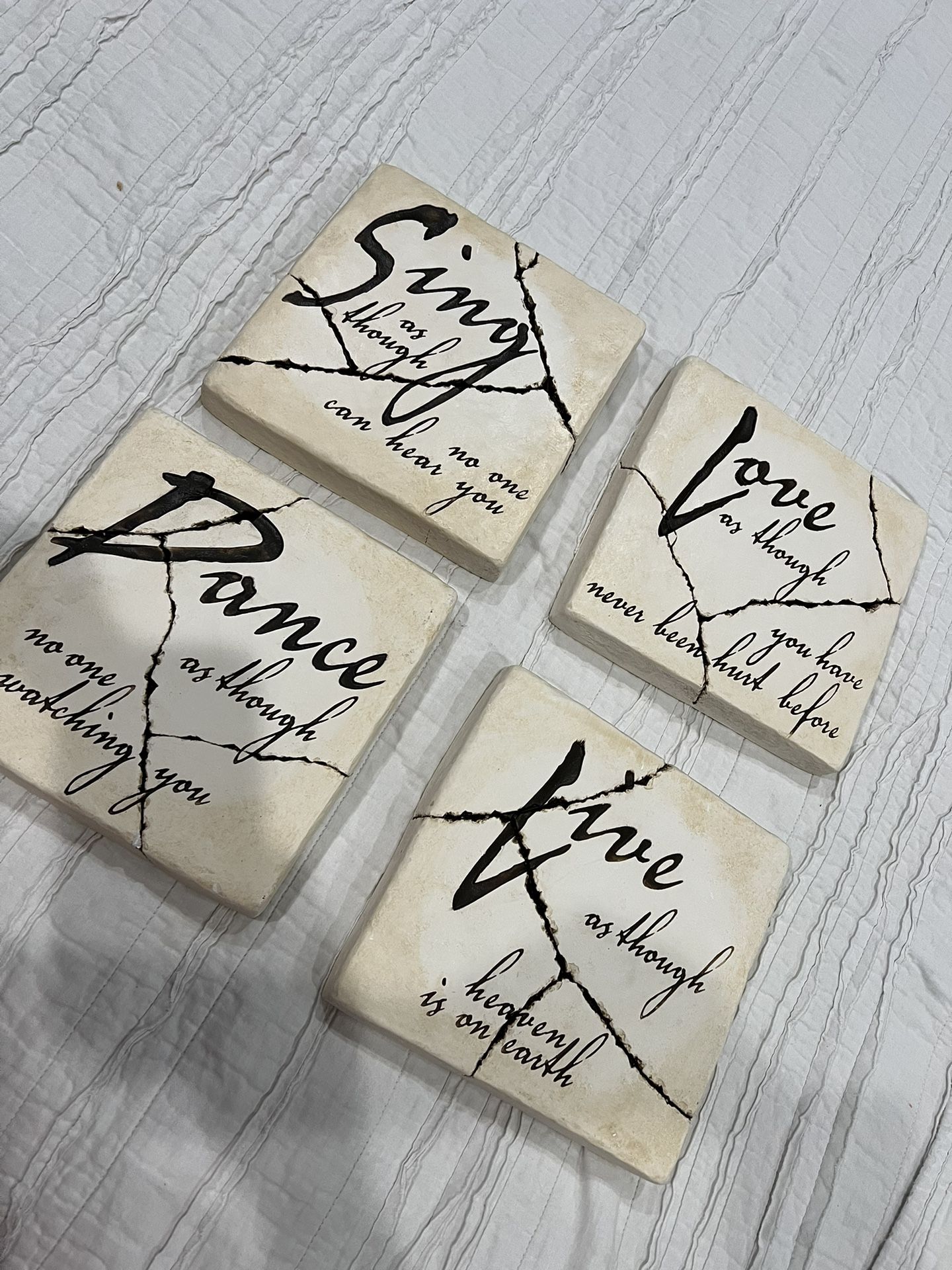 Handmade hanging art - Sing Love Dance Live