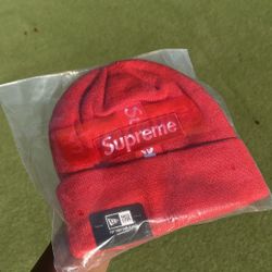 Red supreme cross beanies 