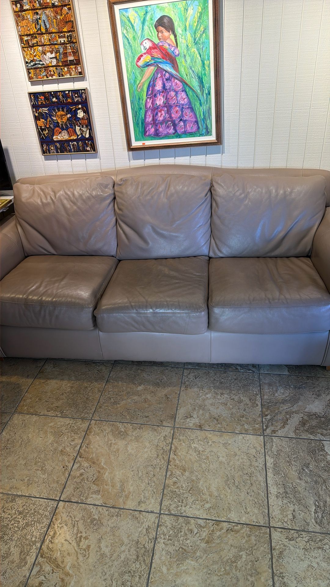 Sofa , Love Seat And Chair W Ottoman Leather
