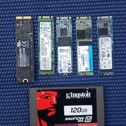TOTAL OF 6 SSD HARD DRIVES - M.2, 2.5", MACBOOK SSD