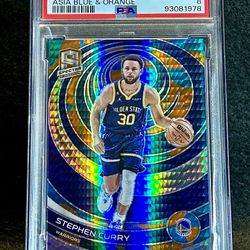 2022 Spectra 💥 Stephen Curry 💥 Asia Blue & Orange Prizm 7/49 PSA 8 NM-MT 💎 - Golden State Warriors