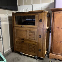 Oak, Wood, Cabinet, 