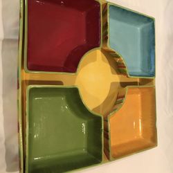 American  Atelier At Home  Earthenwares Tray -RARE 17 X 17 