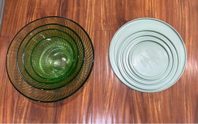 Vintage Pyrex Green Ribbed Mixing Bowls – Set of 4 with Lids – Made in USA