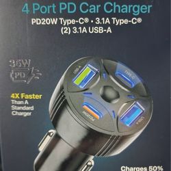 Brand New Max Charge 4 Port PD Car Charger 