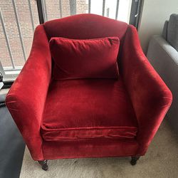 Chair - Red Velvet Vintage Comfortable Lounge Chair