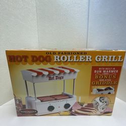 Nostalgia Electrics Old Fashioned Hot Dog Roller Grill With Bun Warmer Griddle