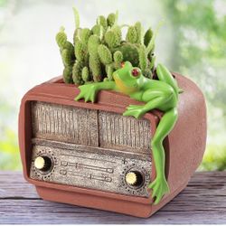 COWATM Succulent Pot Planter Vintage Home-Decor - Plant Pot Indoor for Succulents Plants Live, Small Flower Pot Retro Radio Desk Decor #1286
