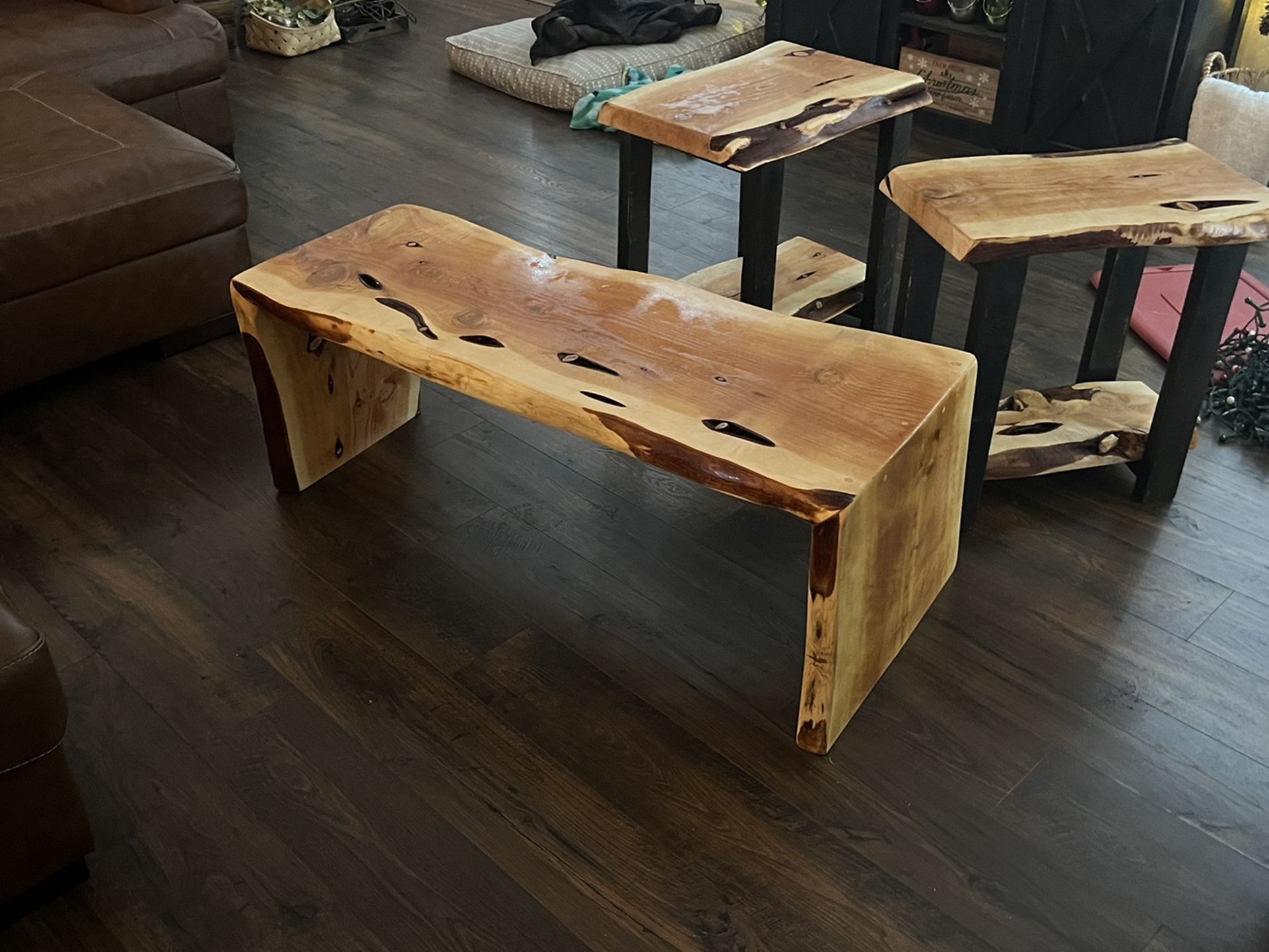 2 Live Edge End Tables And Coffee Table